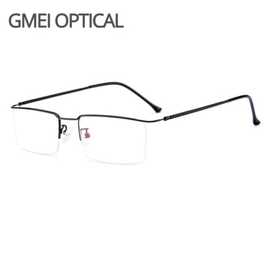 Gmei Optical Ultralight Business Men Titanium Alloy Glasses Frame Square Eyewear Flexible Temple Legs IP Electroplating Y2533