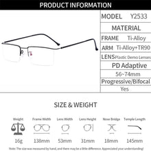 Load image into Gallery viewer, Gmei Optical Ultralight Business Men Titanium Alloy Glasses Frame Square Eyewear Flexible Temple Legs IP Electroplating Y2533