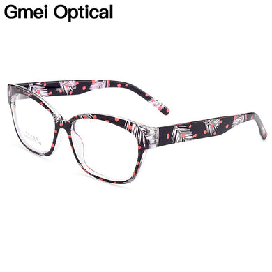 Gmei Optical Urltra-Light TR90 Full Rim Optical Eyeglasses Frame With Flowers Women's Plastic Myopia Presbyopia Spectacles M2063