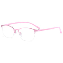 Carica l&#39;immagine nel visualizzatore di Gallery, Gmei Optical Urltra-Light Women Titanium Alloy Oval Half Rim Glasses Frames Eyewear With Flexible Legs IP Electroplating Y2515