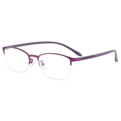 Gmei Optical Urltra-Light Donna Lega di titanio Ovale Mezza montatura per occhiali Montature per occhiali con gambe flessibili IP Galvanotecnica Y2515