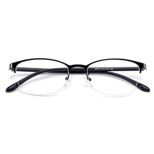 Gmei Optical Urltra-Light Donna Lega di titanio Ovale Mezza montatura per occhiali Montature per occhiali con gambe flessibili IP Galvanotecnica Y2515
