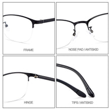 Carica l&#39;immagine nel visualizzatore di Gallery, Gmei Optical Urltra-Light Donna Lega di titanio Ovale Mezza montatura per occhiali Montature per occhiali con gambe flessibili IP Galvanotecnica Y2515
