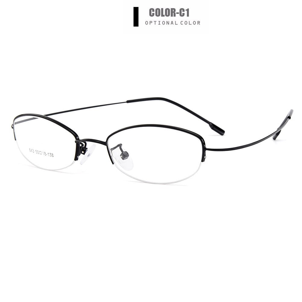 Gmei Optical Women Ultra-Light Semi-Rimless Memory Titanium Alloy Glasses Frames for Myopia Presbyopia Reading Spectacles Y643