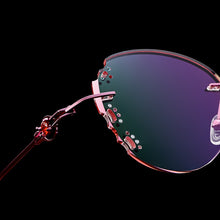 Load image into Gallery viewer, Gmei Optical Z2878 Ultra-light Alloy Women Pink Rimless Glasses Frame With Diamond Trimming Cut Gradient Tinted Plano Lenses