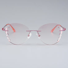 Load image into Gallery viewer, Gmei Optical Z2878 Ultra-light Alloy Women Pink Rimless Glasses Frame With Diamond Trimming Cut Gradient Tinted Plano Lenses