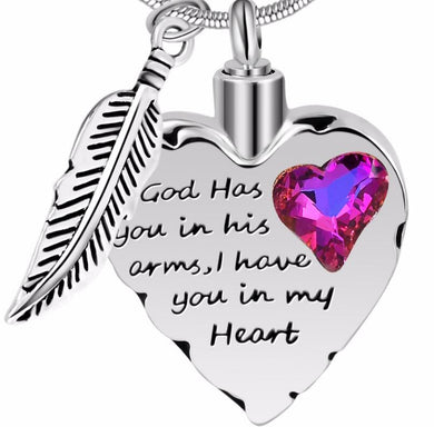 God has you in his arms cremation necklace for mom,dad,pet memorial ashes urn fashion necklace jewelry keepsake pendant