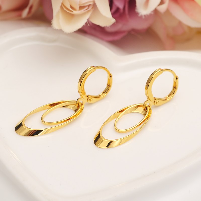 Gold Africa Dubai round drop Earrings Women/Girl charms Jewelry for African/Arab wedding bridal kids childrenChristmas gift