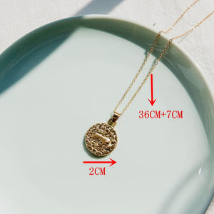 Gold Color 12 Constellation Coins Necklaces & Pendants Women Virgo Taurus Leo Short Chain Necklace Girls Gemini Celestial