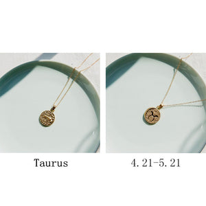 Gold Color 12 Constellation Coins Necklaces & Pendants Women Virgo Taurus Leo Short Chain Necklace Girls Gemini Celestial