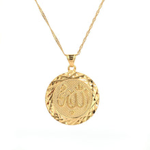 Carica l&#39;immagine nel visualizzatore di Gallery, Gold Color Allah Pendant Necklace Round Fashion Middle East Charm Islam Gift Jewelry