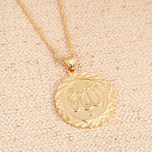 Carica l&#39;immagine nel visualizzatore di Gallery, Gold Color Allah Pendant Necklace Round Fashion Middle East Charm Islam Gift Jewelry