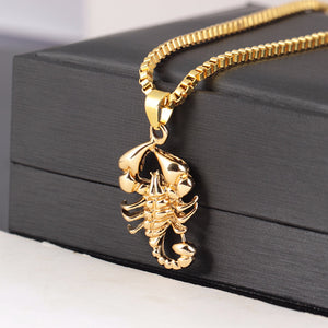 Gold Color Animal Scorpion Pendant Necklaces For Men Long Link Chain Necklace Male Hop Rock Jewelry Gift Shellhard