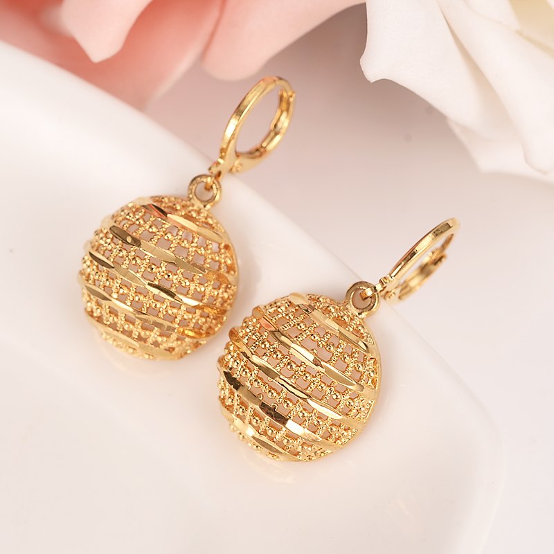 Gold Color Earrings For Women Fashion Jewelry african Arab Earrings Body Jewelry round pendant women girl kids Christmas Gift