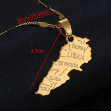 Carica l&#39;immagine nel visualizzatore di Gallery, Gold Color Lebanon Map Pendant Necklaces Liban Maps of Lebanese Patriotic Trendy Jewelry Gifts