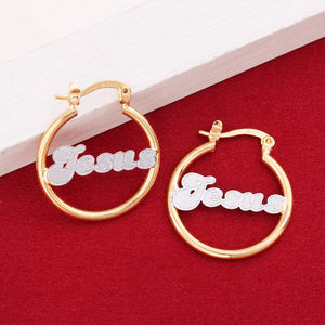 Gold Color Small Round Baby Christian Catholic Crucifix Jesus Earrings Jewelry For Women Girls