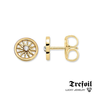 Gold Color Sun Stud Earrings Zirconia Trendy Fashion Jewelry 925 Sterling Silver Trendy Gift For Women Men Lover 2018 New