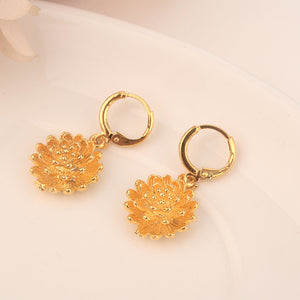 Gold Duba Color Jewelry Fashionflower body jewelry Earrings Christmas Gift For Girls Kids Lady wedding bridal party PNG jewelry