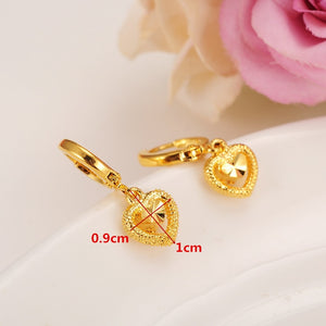 Gold Filled Women's Drop Earring Dangle Earring Charms Jewelry heart shape Earrings brincos Vintage girls Christmas mother gift
