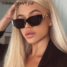 Load image into Gallery viewer, Gold Metal Frame Sunglasses 2023Women Chain Leg Cat Eye Sun Glasses  Brand Gradient Retro Sun Glasses Brand Designer Trend