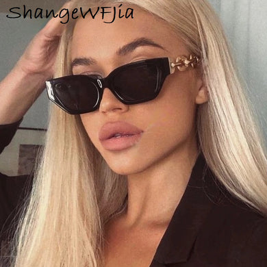 Gold Metal Frame Sunglasses 2023Women Chain Leg Cat Eye Sun Glasses  Brand Gradient Retro Sun Glasses Brand Designer Trend
