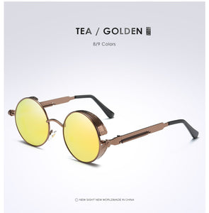 Gold Metal Polarized Sunglasses Gothic Steampunk Sunglasses Mens Womens Retro Vintage Shield Eyewear Shades 2023