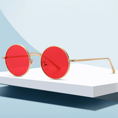 Gold Round Metal Frame Sunglasses Men Retro 2023 Summer Style Women Red Lens Sun glasses Unisex Yellow Pink Black UV400