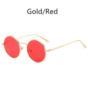 Gold Round Metal Frame Sunglasses Men Retro 2023 Summer Style Women Red Lens Sun glasses Unisex Yellow Pink Black UV400