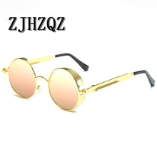 Load image into Gallery viewer, Gold Round Polarized Sunglasses Gothic Steampunk Sunglasses Mens Womens Retro Vintage Shield Glasses Eyewear Blue 2023