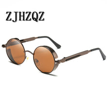 Load image into Gallery viewer, Gold Round Polarized Sunglasses Gothic Steampunk Sunglasses Mens Womens Retro Vintage Shield Glasses Eyewear Blue 2023