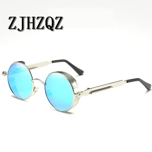 Gold Round Polarized Sunglasses Gothic Steampunk Sunglasses Mens Womens Retro Vintage Shield Glasses Eyewear Blue 2023