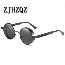 Load image into Gallery viewer, Gold Round Polarized Sunglasses Gothic Steampunk Sunglasses Mens Womens Retro Vintage Shield Glasses Eyewear Blue 2023