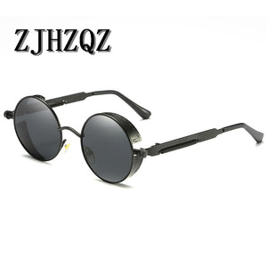 Gold Round Polarized Sunglasses Gothic Steampunk Sunglasses Mens Womens Retro Vintage Shield Glasses Eyewear Blue 2023