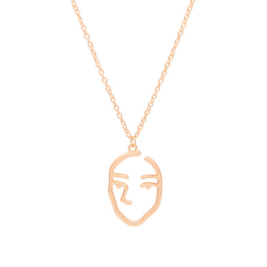Gold/Silver Chain Trendy Temperament Abstract Human Face Pendant Necklace Hollow Facial Contour Long Necklace Avatar Aaszyjnik