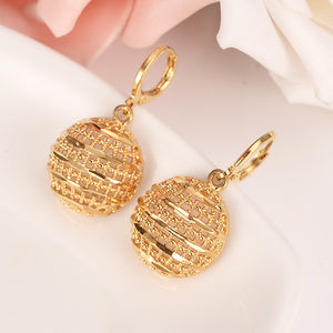 Gold dubai Africa round ball Dangle Earrings Women Fashion Jewelry Gold Metal Drop Earrings For kids men Gifts wedding bridal