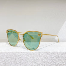 Load image into Gallery viewer, Gold metal cat glasses frame  men&#39;s sunglasses 0198 green gold silver reflective lens women&#39;s glasses