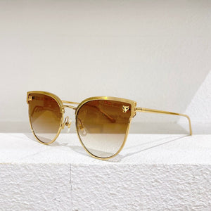 Gold metal cat glasses frame  men's sunglasses 0198 green gold silver reflective lens women's glasses