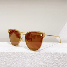 Load image into Gallery viewer, Gold metal cat glasses frame  men&#39;s sunglasses 0198 green gold silver reflective lens women&#39;s glasses
