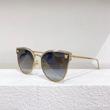 Load image into Gallery viewer, Gold metal cat glasses frame  men&#39;s sunglasses 0198 green gold silver reflective lens women&#39;s glasses