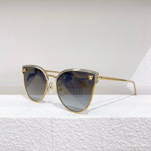 Gold metal cat glasses frame  men's sunglasses 0198 green gold silver reflective lens women's glasses