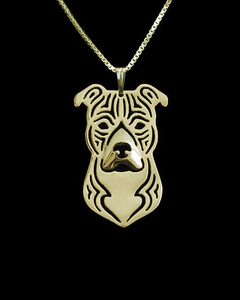 Gold & silver 1PCS cartoon Boho Chic Alloy American Staffordshire Terrier necklace fashion pit bull pendant Silver gold colors