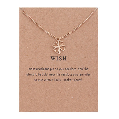 Golden Plated Clover Wish Love Alloy Clavicular Bones Pendant Short Chocker Necklace