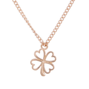 Golden Plated Clover Wish Love Alloy Clavicular Bones Pendant Short Chocker Necklace