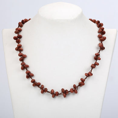 Goldstone Woven Necklace Natural Stone Crystal Women Pendant Romantic Fashion Boutique Handmade Beads black panther bff necklace