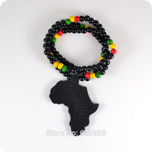 Good Wood NYC X Chase Infinite Black Africa Map Pendant Wooden Beads Necklace Hop Fashion Jewelry