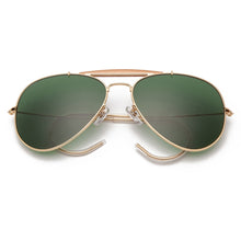 Carica l'immagine nel visualizzatore di Gallery, Good quality prevent falling cable temple pilot sunglasses men women glass mirror lens curve legs UV400 protection