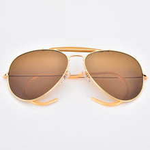 Carica l'immagine nel visualizzatore di Gallery, Good quality prevent falling cable temple pilot sunglasses men women glass mirror lens curve legs UV400 protection