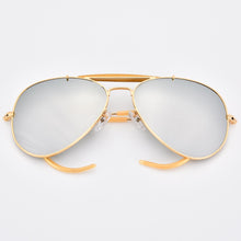Carica l'immagine nel visualizzatore di Gallery, Good quality prevent falling cable temple pilot sunglasses men women glass mirror lens curve legs UV400 protection