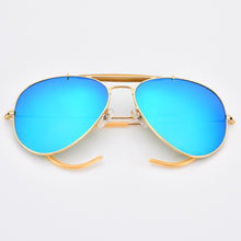 Carica l'immagine nel visualizzatore di Gallery, Good quality prevent falling cable temple pilot sunglasses men women glass mirror lens curve legs UV400 protection