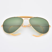 Carica l'immagine nel visualizzatore di Gallery, Good quality prevent falling cable temple pilot sunglasses men women glass mirror lens curve legs UV400 protection